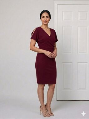 Lulus Faux Wrap-Front Burgundy Dress Size Large